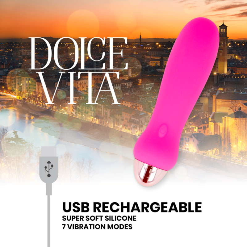 DOLCE VITA - ÅTERUPPLADDNINGSBAR VIBRATOR FIVE PINK 7 HASTIGHETER