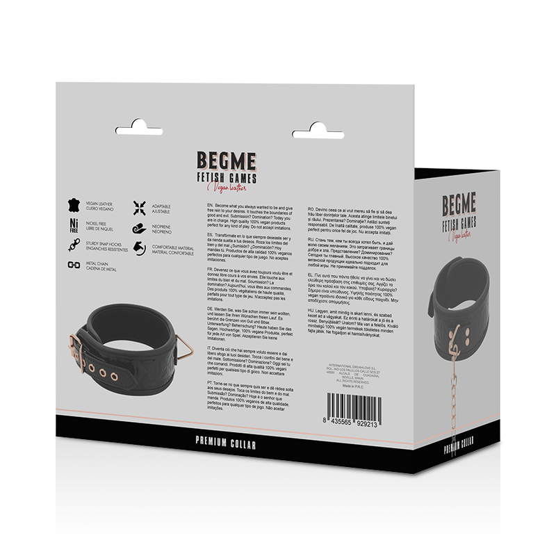 BEGME - BLACK EDITION PREMIUM VEGANSK LÄDERHALSBAND MED NEOPREN FODER