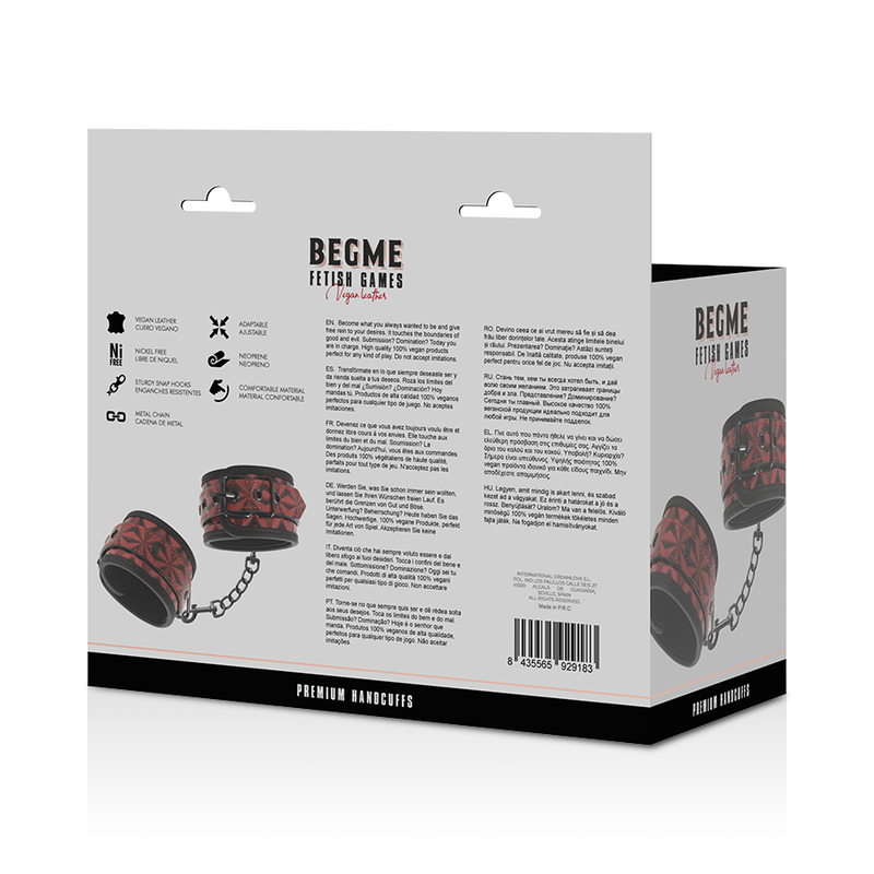 BEGME Röd Edition premium handbojor med neoprenfoder