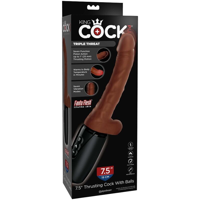 King Cock Plus Thrusting Cock med brunt hudton