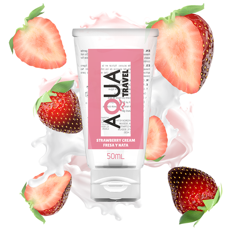 Aqua Travel vattenbaserat glidmedel med smak av jordgubbsgrädde 50 ml