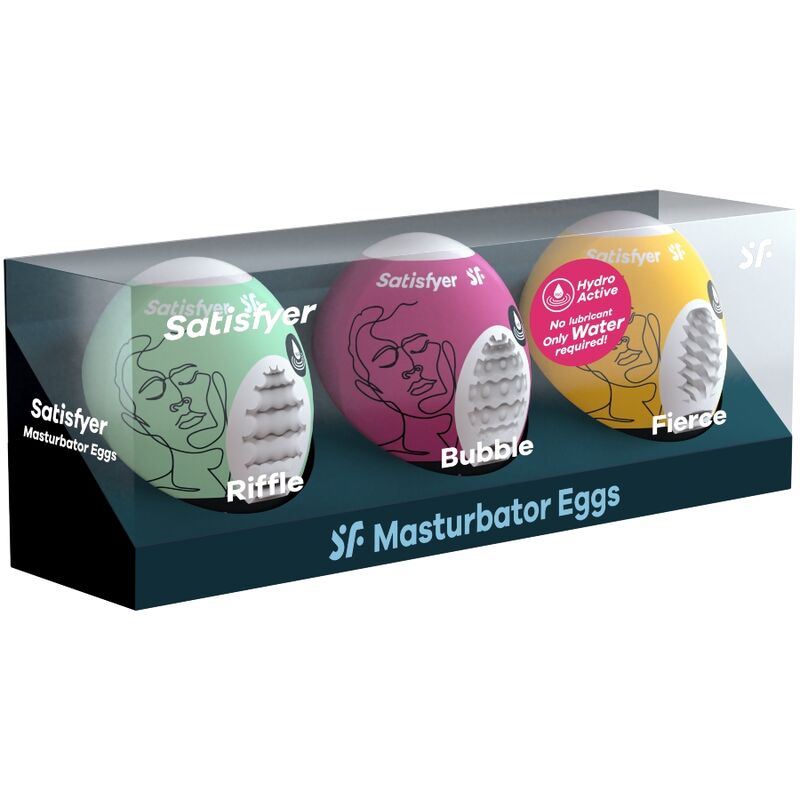 Satisfyer 3 masturbatorägg Riffle, Bubble och Fierce