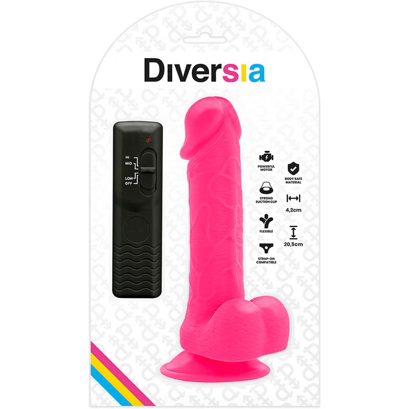 DIVERSIA flexibel vibrerande dildo rosa 20.5 cm