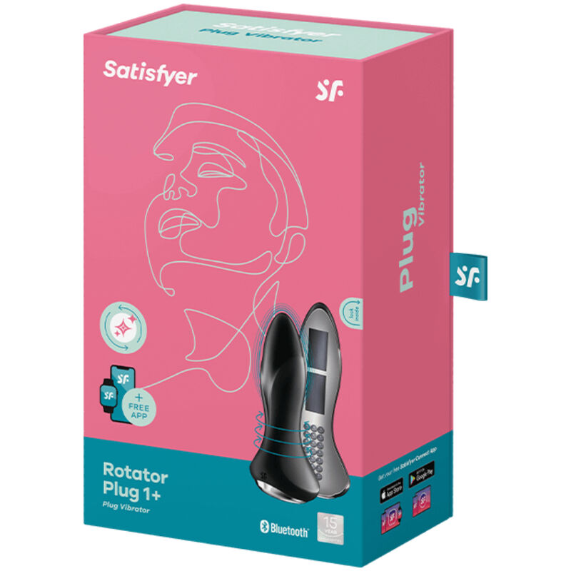 SATISFYER - ROTATOR PLUG 1+ VIBRERANDE PLUGG APP SVART