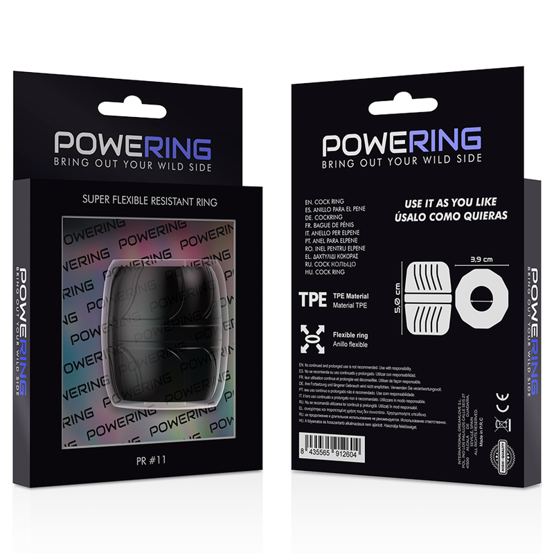 POWERING - Super flexibel och resistent penisring 5 cm PR11 svart