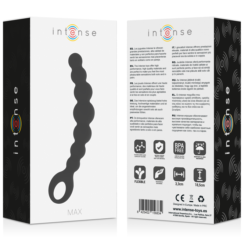 Intense Anal Beads Max Black med 8 silikonbollar