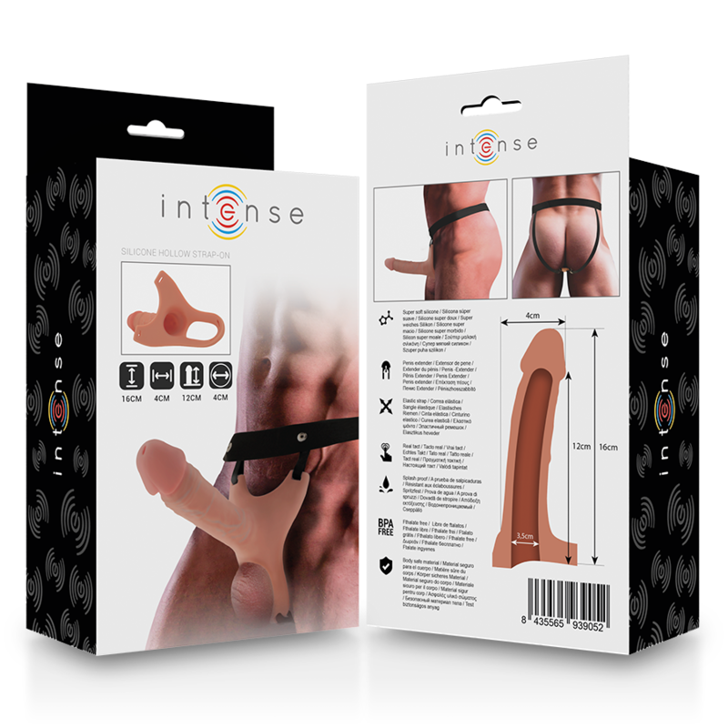 INTENSE - HOLLOW HARNESS MED SILIKON DILDO 16 X 3,5 CM