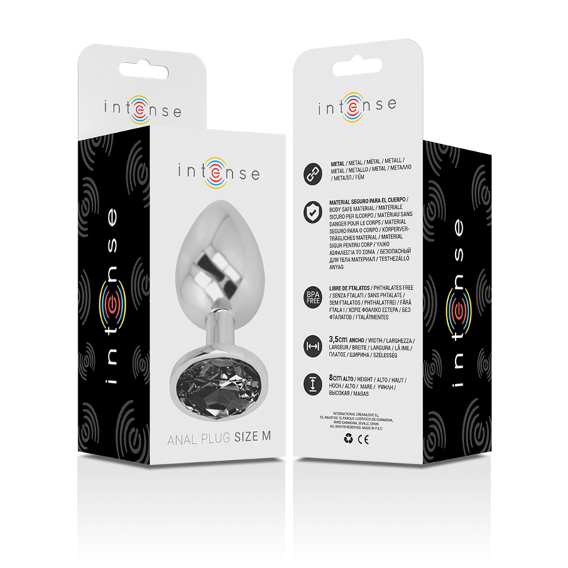 INTENSE Aluminium Metal Anal Plug med svart glas, storlek M