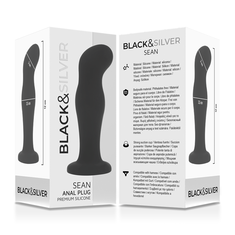 BLACK&SILVER - SEAN PLUG ANAL PREMIUM SILIKON SVART