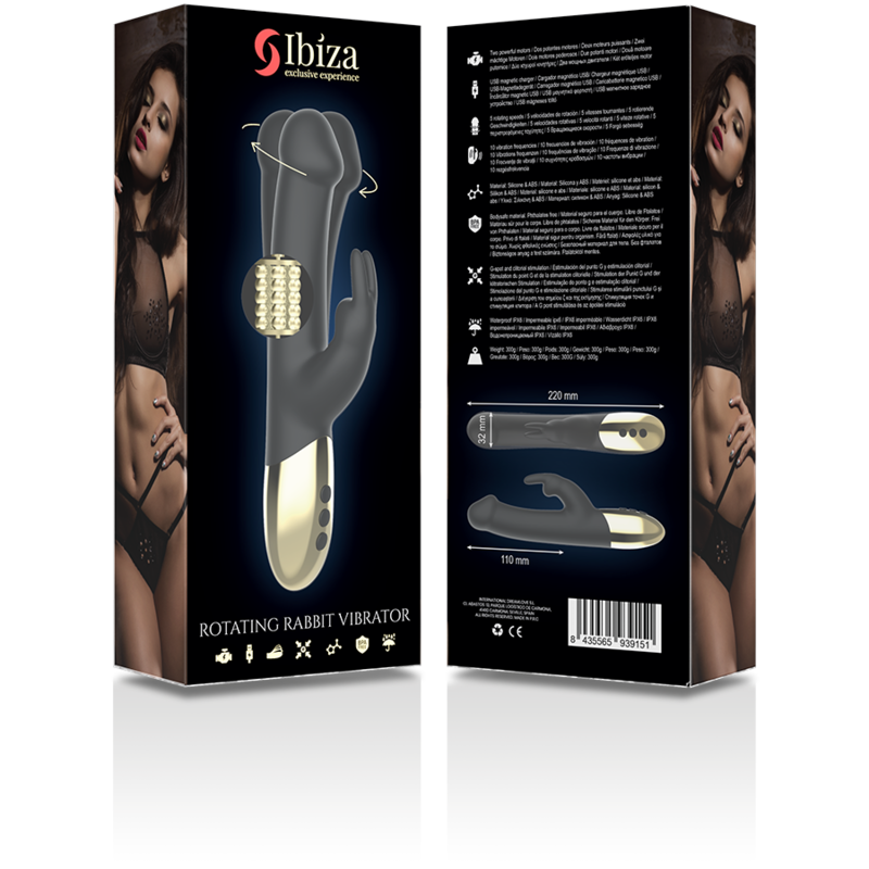 IBIZA Roterande Rabbit Vibrator i svart och guld