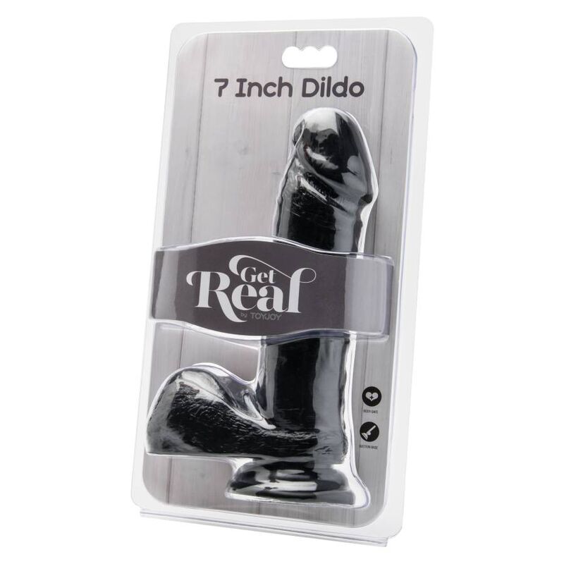 Get Real dildo 18 cm med bollar i svart