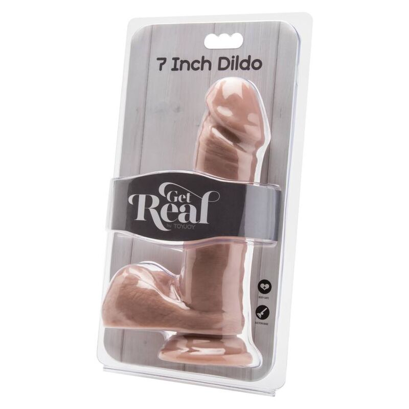 Get Real dildo 18 cm med bollar i hudfärg