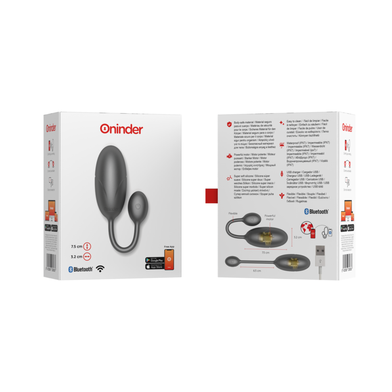 ONINDER - TOKYO VIBRERANDE ÄGG SVART 7.5 X 3.2 CM GRATIS APP
