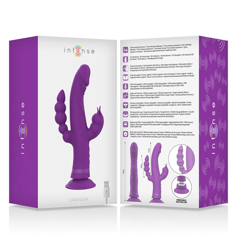 Intense Casanova Rabbit silikonvibrator med tre motorer i lila