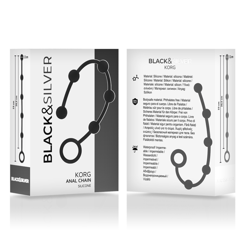 Black&Silver Korg Anal Rosary i silikon 21 cm