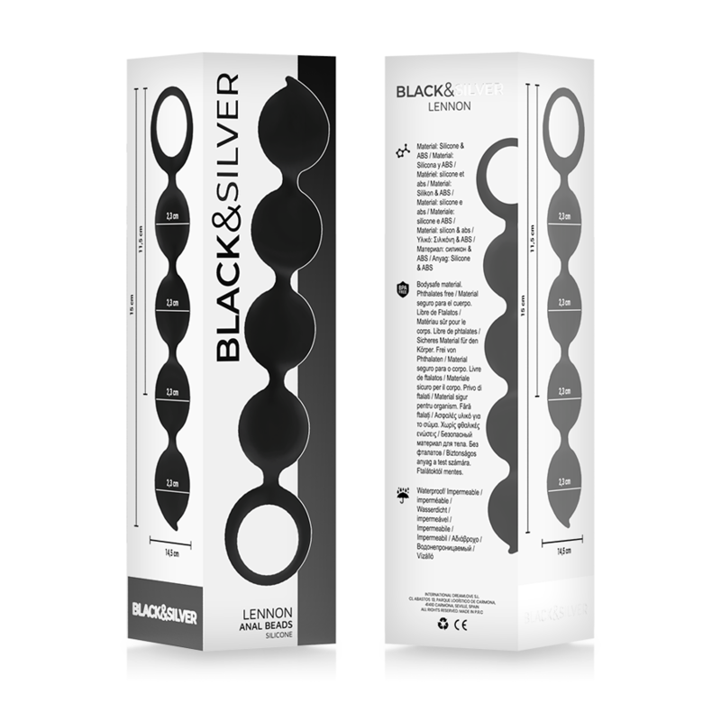 Black&Silver™ Lennon anal rosary med 4 silikonkulor