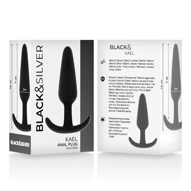 BLACK&SILVER - KAEL SILIKON ANALPLUGG MED MEDIUM HANDTAG