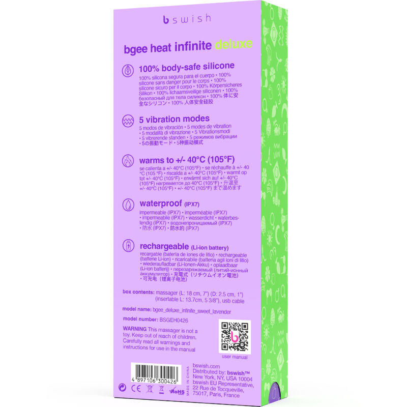 Bgee Heat Infinite Deluxe uppladdningsbar vibrator i lavendel