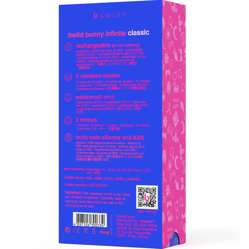 Bwild Bunny Infinite Classic vibrator i blå silikon