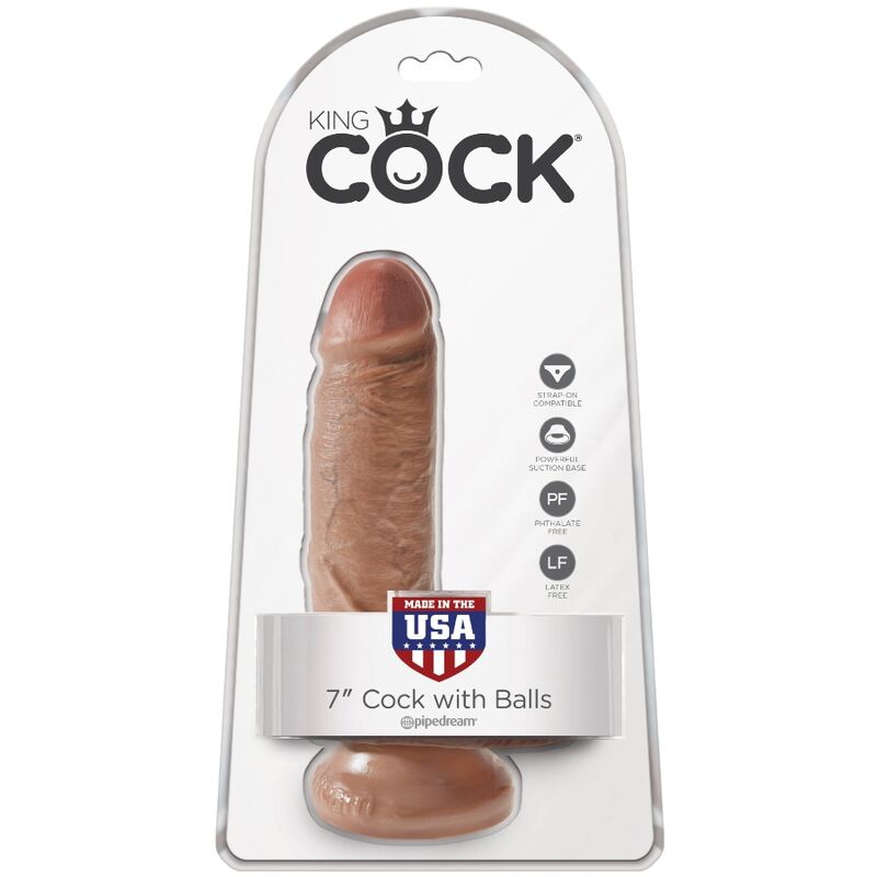 KING COCK - REALISTISK PENIS MED BOLLAR 13.2 CM KARAMELL