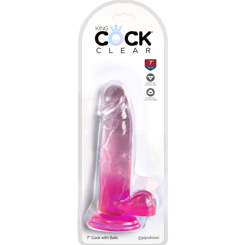 KING COCK - KLAR REALISTISK PENIS MED BOLLAR 15,2 CM PINK