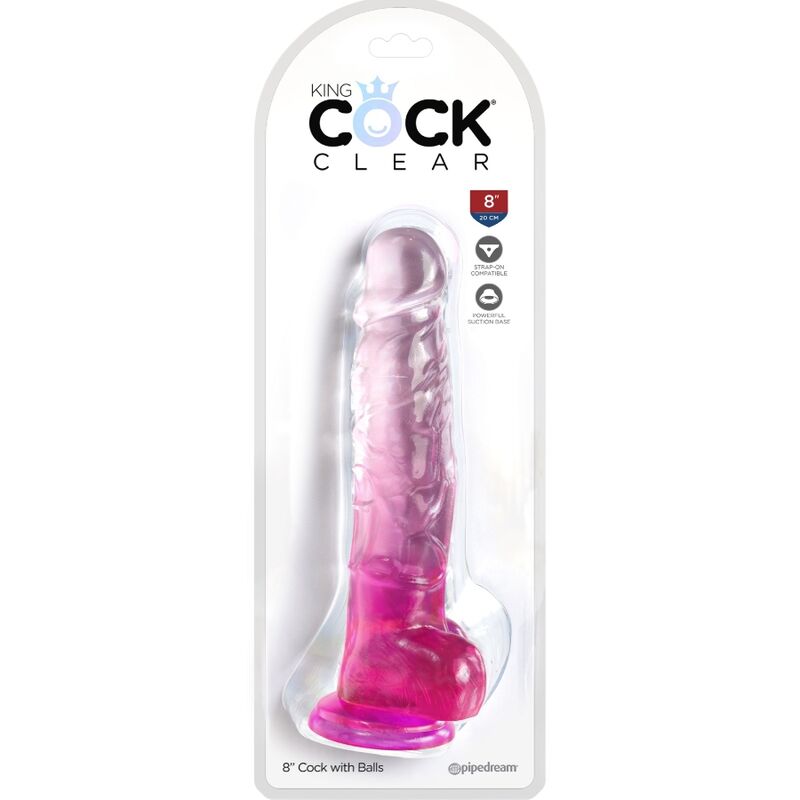 KING COCK - KLAR REALISTISK PENIS MED BOLLAR 16,5 CM ROSA