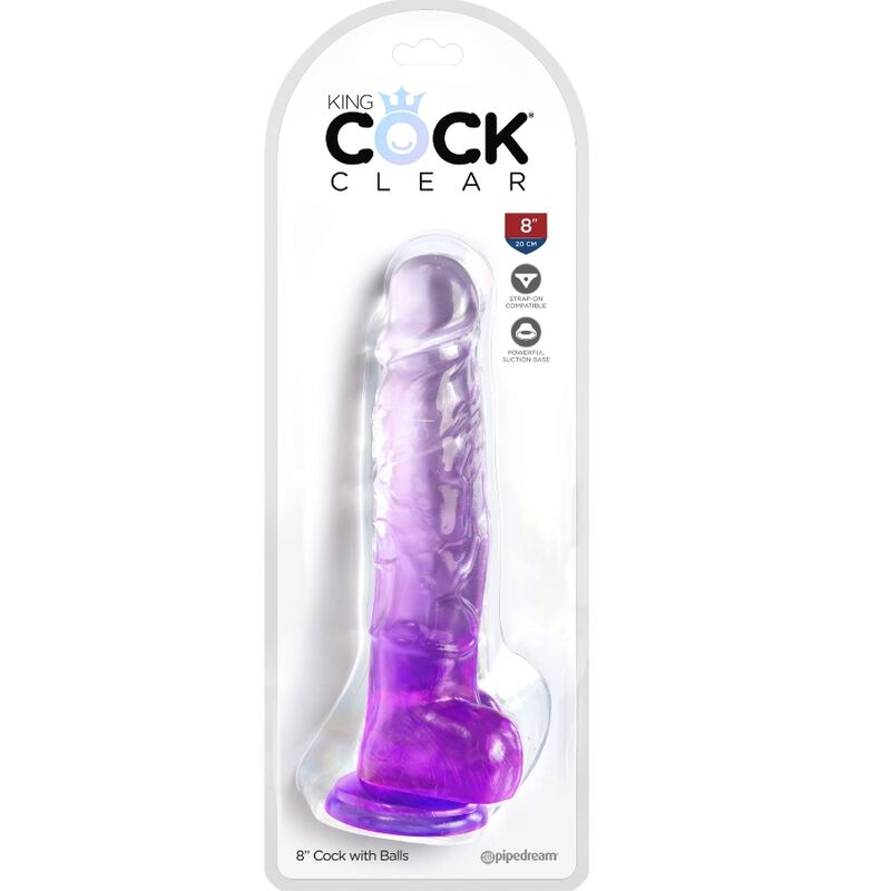 KING COCK - KLAR REALISTISK PENIS MED BOLLAR 16,5 CM LILA