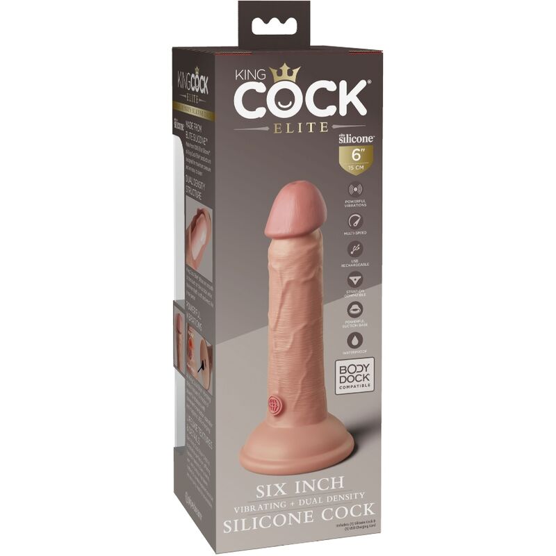 KING COCK - ELITE REALISTISK DILDO VIBRERANDE & SILIKON 15,2 CM