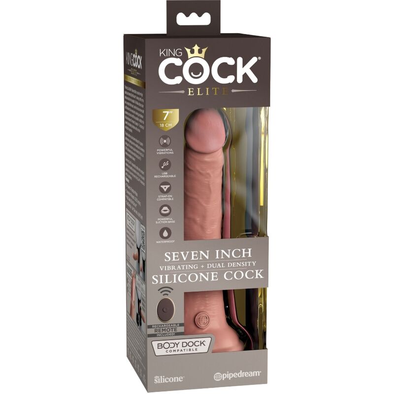 KING COCK - ELITE REALISTISK DILDO VIBRATOR & SILIKONFJÄRRKONTROLL 17,8 CM