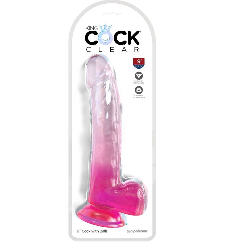 Klar dildo med testiklar 20,3 cm från King Cock