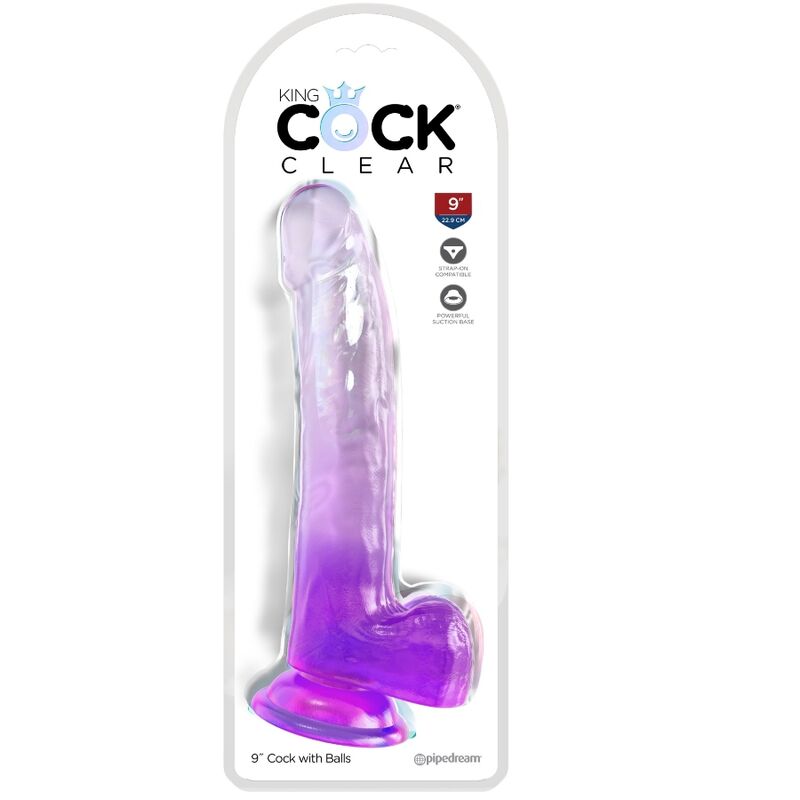 KING COCK klar dildo med testiklar 20,3 cm lila