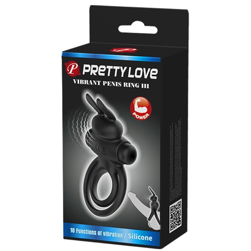 Pretty Love vibrator III rabbit ring för svart penis