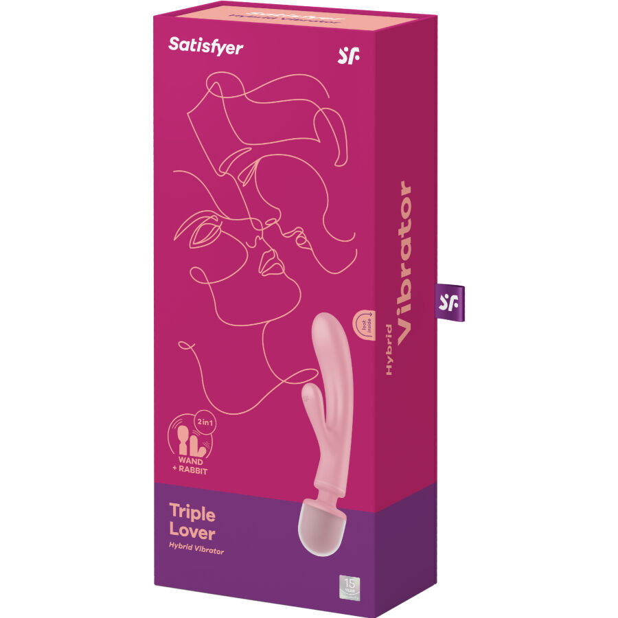 Satisfyer Triple Lover Rabbit Vibrator Massager i rosa