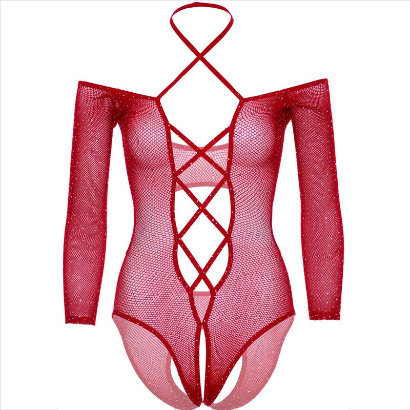 LEG AVENUE - BODY CROTHLESS MED GLANSIG RÖD