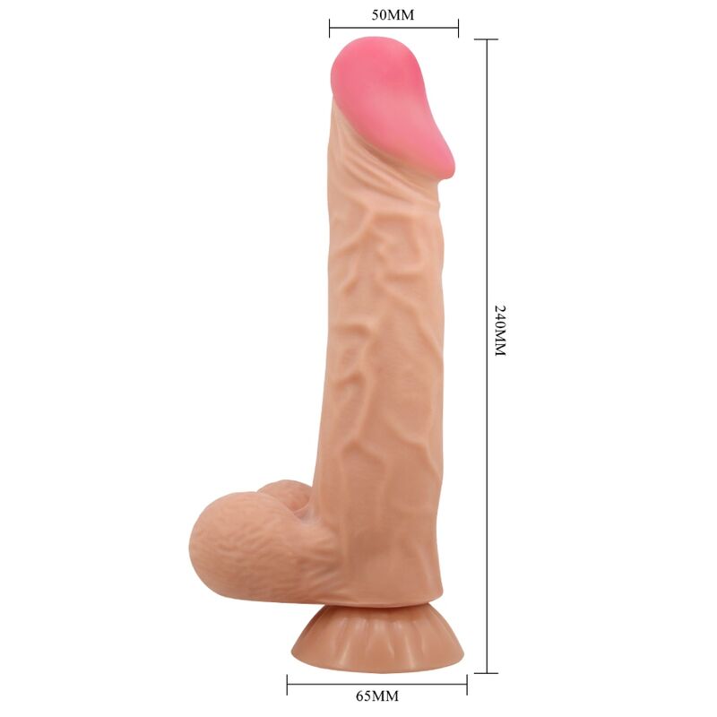 Realistisk dildo med suktionskoppling och fjärrkontroll, 24 cm