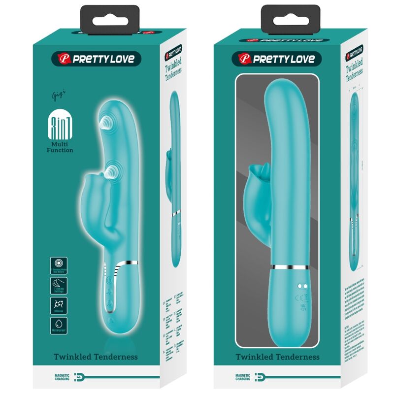 PRETTY LOVE - Rabbit Vibrator med Lickfunktion Aqua Grön