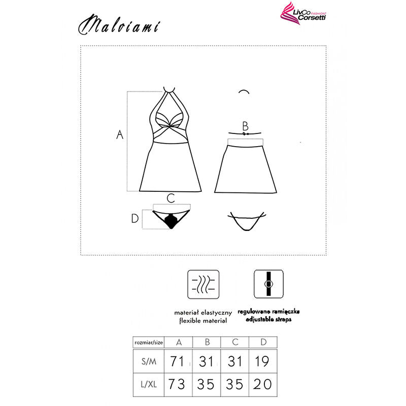 LIVCO CORSETTI FASHION Malviami set med T-shirt och stringtrosa i svart