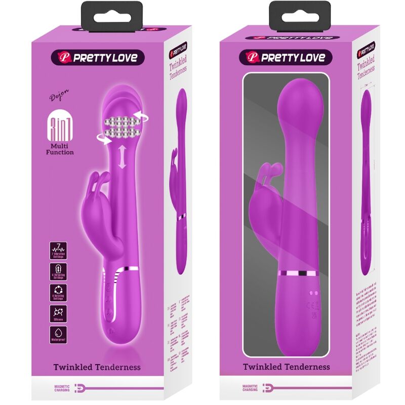 PRETTY LOVE - DEJON RABBIT VIBRATOR 3 I 1 MULTIFUNKTION VIOLETT