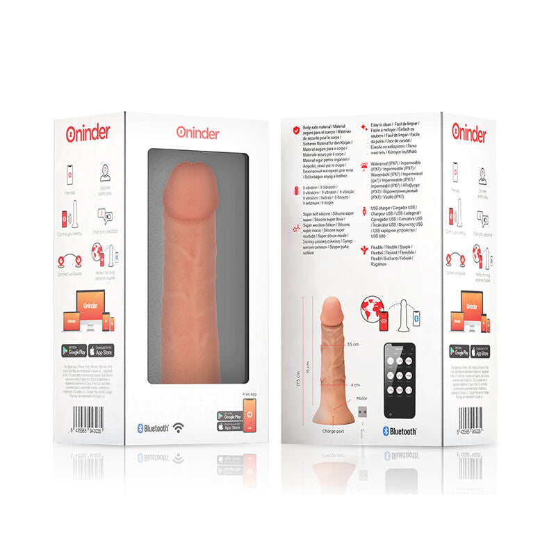 ONINDER - SMALL BOGOTÁ VIBRATOR DILDO 9 HASTIGHETER NATURLIG 17.5 CM -O- 4 CM - GRATIS APP