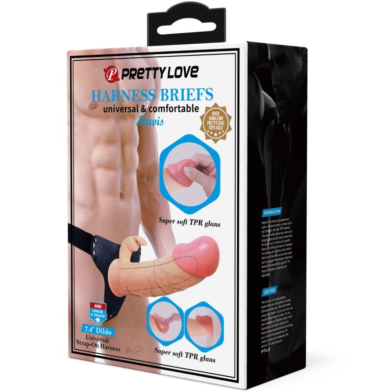 PRETTY LOVE - MAVIS HARNESS UNIVERSAL BRIEFS MED DILDO 19 CM NATURLIG