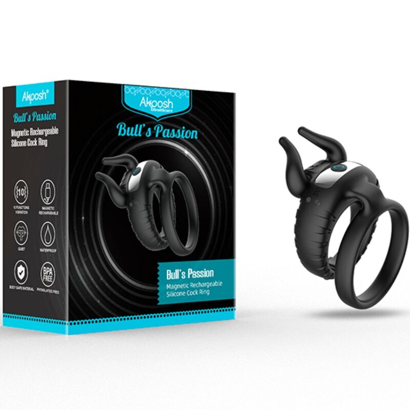 ARMONY Bull's Pasion Ring Vibrator i svart med 10 hastigheter