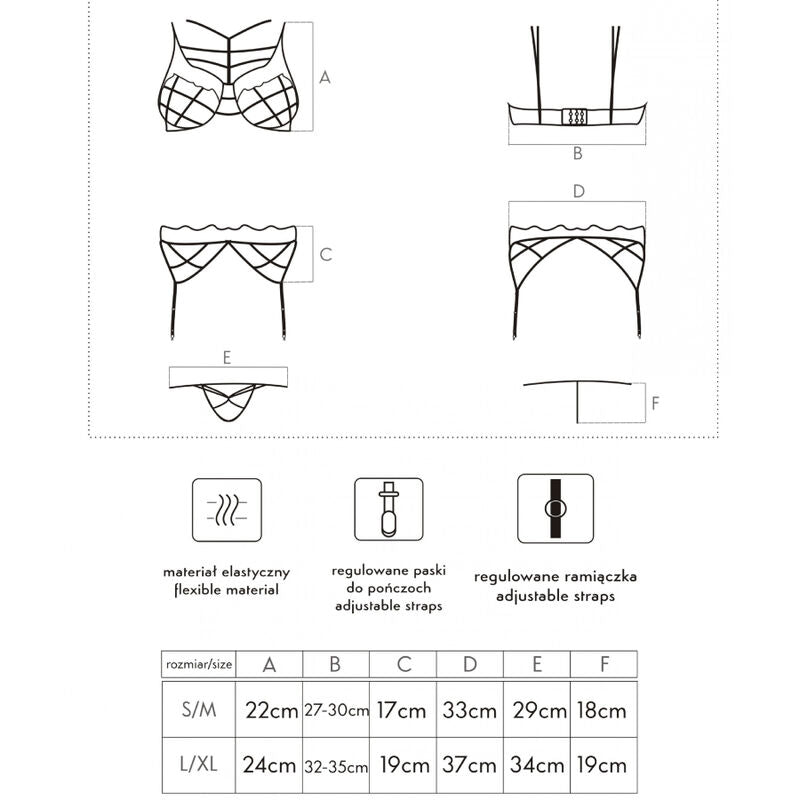 LIVCO CORSETTI FASHION Soledad BH, trosor och strumpband S/M