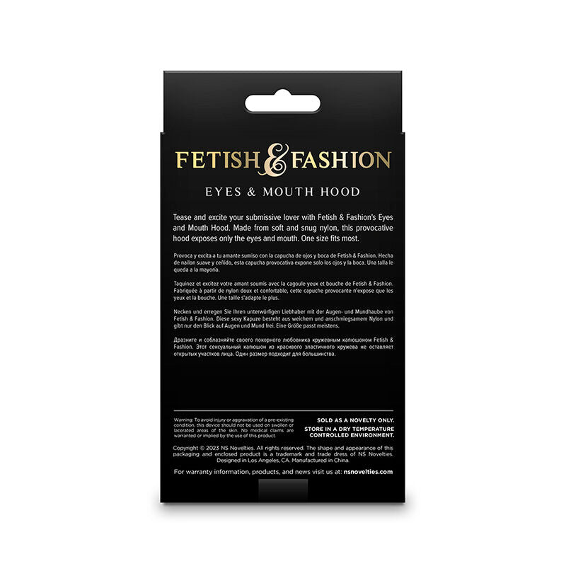 Fetish & Fashion Eyes and Mouth Hood i nylon, svart
