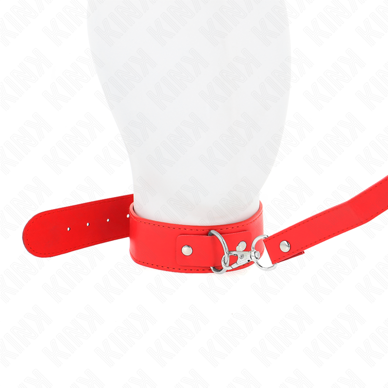 KINK - Halsband med bälte 116 cm röd rem justerbar 32-50 cm x 8 cm