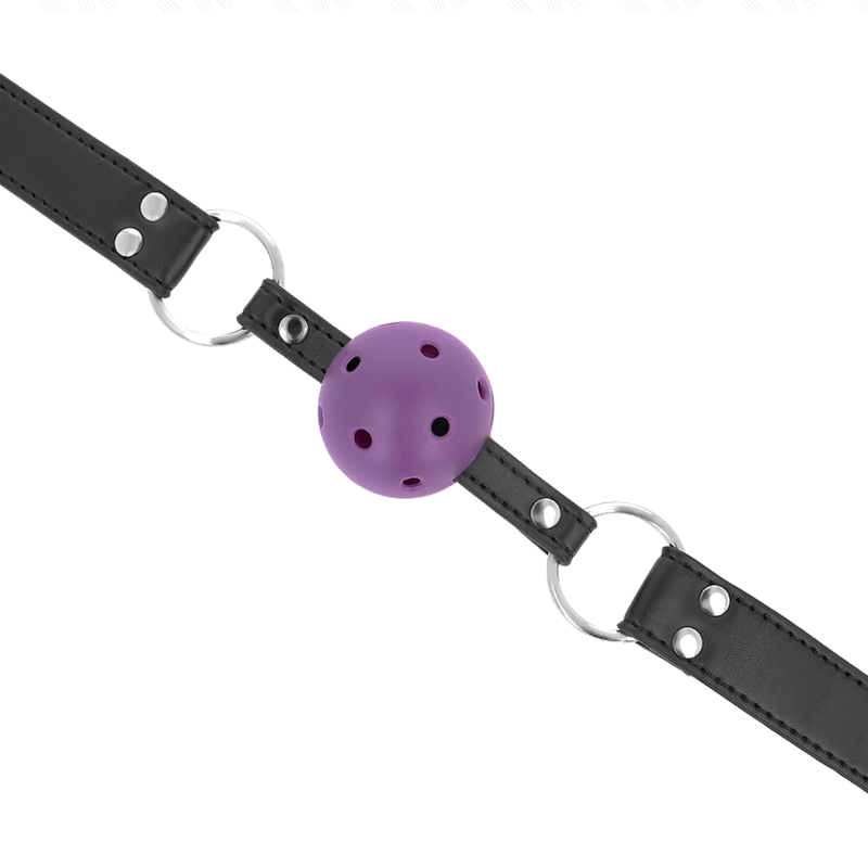 KINK - Andningsbar Boll 4 cm Gag med Dubbel Nitar Lila 62,5 x 2,5 cm Justerbar 42-58 cm