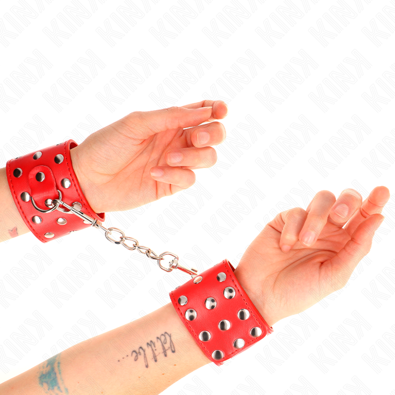 KINK - Handledsremmar med tryckknappar, röda, justerbara 19-24 cm x 5,5 cm