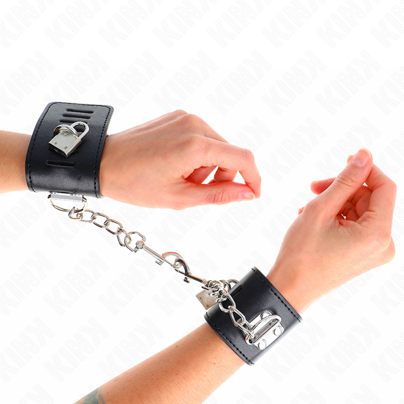 KINK - Handledsrestriktioner med lås svart justerbar 16-23 cm x 5,5 cm