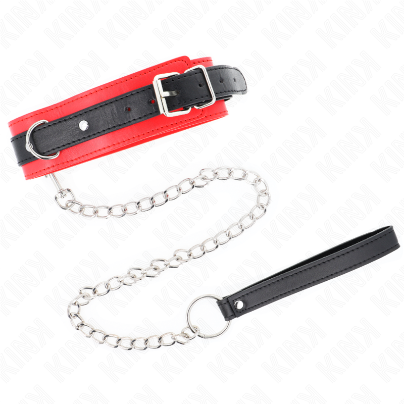 KINK Basic Modell Halsband med Koppel 65 cm Röd