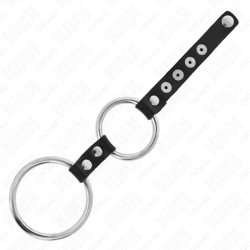 KINK dubbel metall penisring med läder, justerbar design