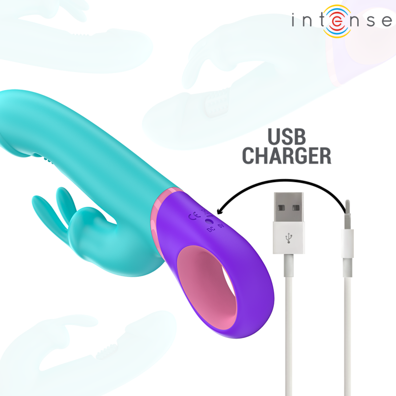 Blå rabbit vibrator med roterande G-punktsstimulator